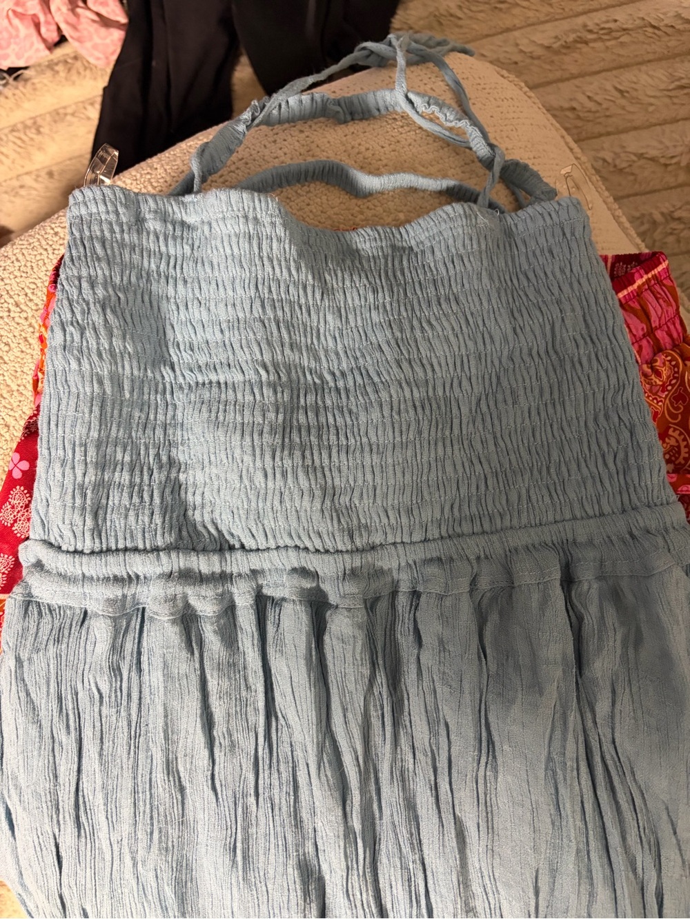 Pink Lily Light Blue Maxi Dress with Smocked Bodice